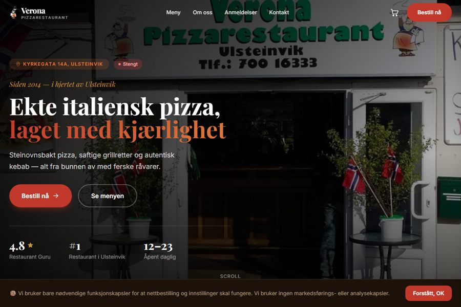 Verona Pizzarestaurant – nettside